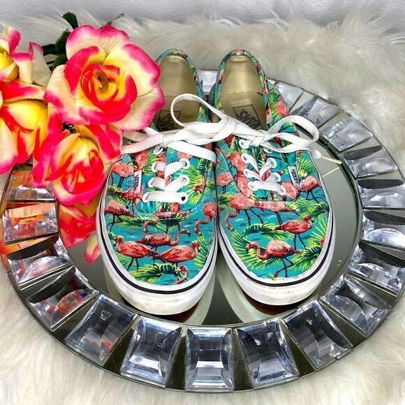 Vans Flamingo Tropical Palm Print Sneakers Kids 3 - Picture 1 of 10